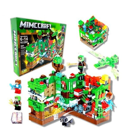 Конструктор LB 607 - Майнкрафт Сражение за зеленую крепость с подсветкой
