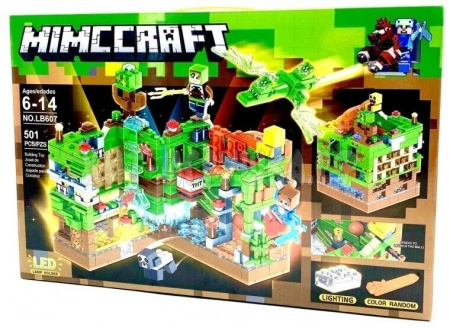 Конструктор LB 607 - Майнкрафт Сражение за зеленую крепость с подсветкой