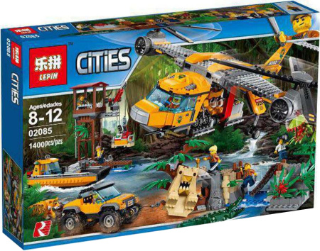 Конструктор Lepin 02085 Вертолёт для доставки грузов в джунгли