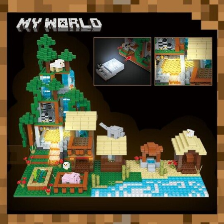 Конструктор Майнкрафт 734 - Лесная деревня со светом